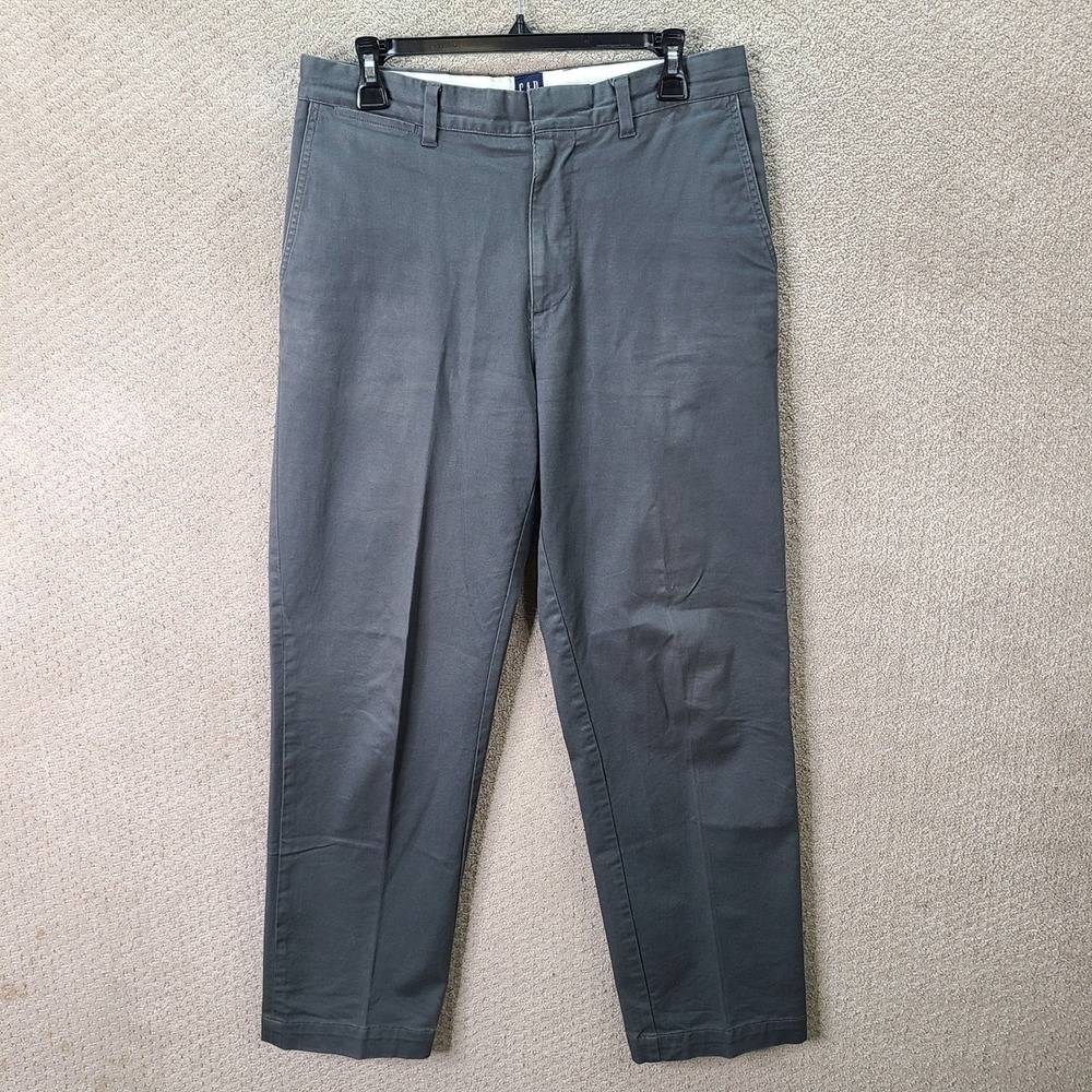 Vintage Gap Pants Mens 31x32 Gray Chino Y2K Workwear Cotton Blend Stretch Casual
